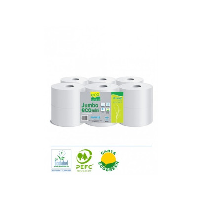 Tualetes papīrs ECOGREEN Jumbo ECO Mini, rullis, 2-slāņu, neperforēts, pārstrādātā celuloz