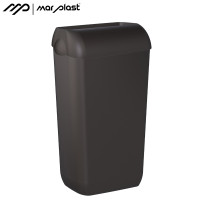 Atkritumu tvertne 23L ar vāku un maisiņa turētāju, 742 Vesuvian, melna, Marplast