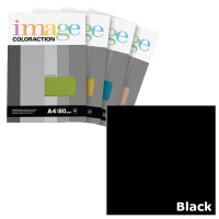 Krāsains papīrs A4, 50 loksnes, 80g/m2, melna krāsa, Image Coloraction