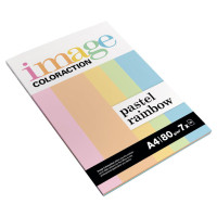 Krāsains papīrs A4, 70 loksnes (7 x 10), 80g/m2, Rainbow Pastel, Image Coloraction