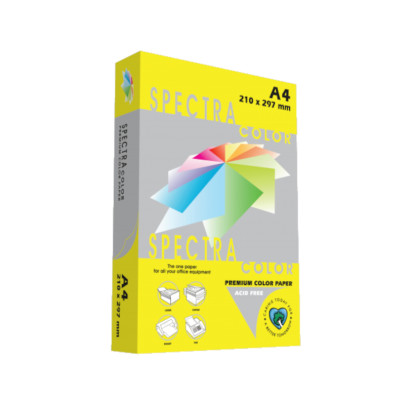 Krāsains papīrs A4, 160g/m2, 250 loksnes, spilgti dzeltens Lemon IT210, Spectra
