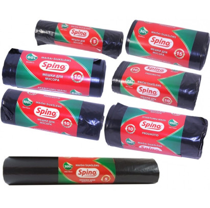 Atkritumu maisi 60L, 60x86cm, melni, 33mic., LDPE, MULTIPACK, 10gab/rul, 25rul/kastē