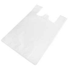 Maisiņi ar rokturiem HDPE 40+16x70 cm balti, 100 gab