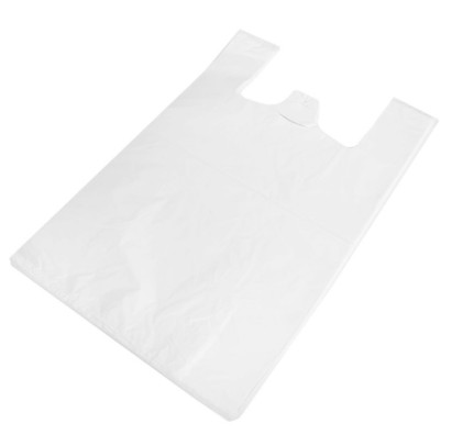 Maisiņi ar rokturiem HDPE 40+16x70 cm balti, 100 gab