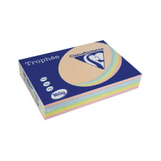 Krāsains papīrs A4, 160g/m2, 250 loksnes, 5 dažādas pasteļkrāsas, Trophee