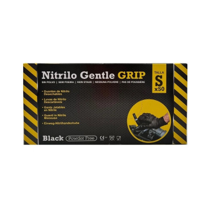 Nitrila cimdi GENTLE GRIP, melni, S izmērs, 50gab