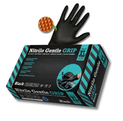 Nitrila cimdi GENTLE GRIP, melni ,XL izmērs, 50gab
