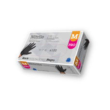 Nitrila cimdi PRO, bez pūdera, melni, M izmērs, 100gab