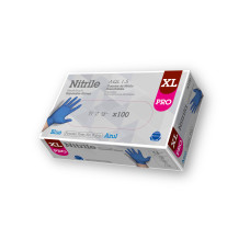 Nitrila cimdi bez pūdera PROFESSIONAL, zili, XL izmērs, 24cm, 100gab