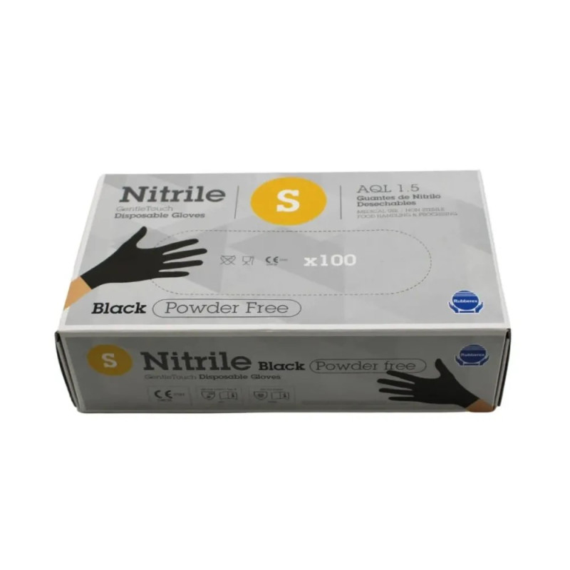Nitrila cimdi, GENTLE TOUCH, melni, S izmērs, 100 gab