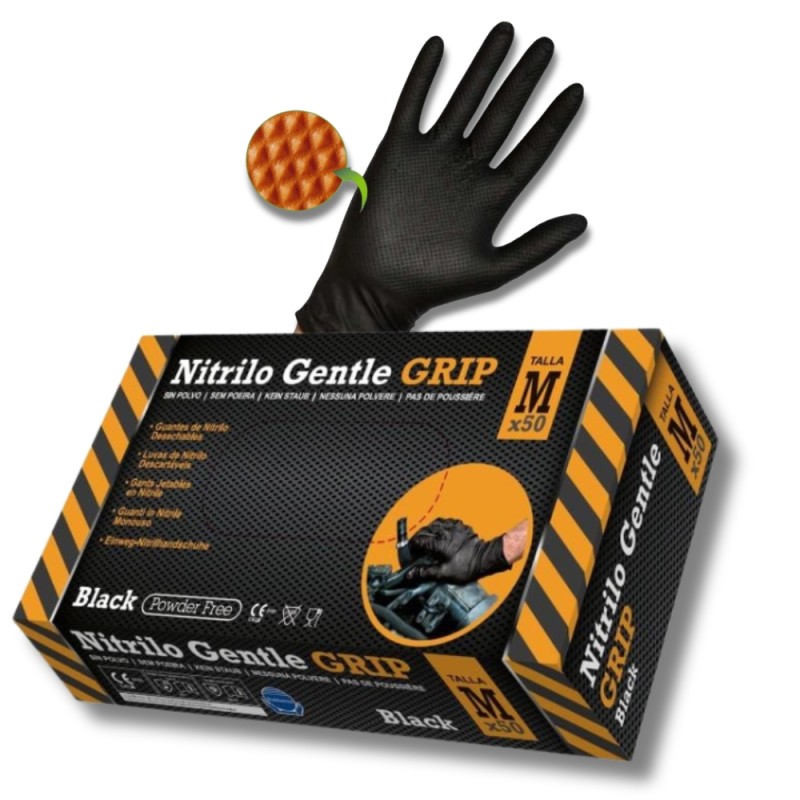 Nitrila cimdi GENTLE GRIP, melni, M izmērs, 50gab