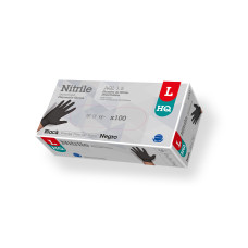 Nitrila cimdi bez pūdera, HQ, melni, L izmērs, 100gab