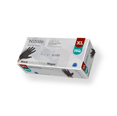 Nitrila cimdi bez pūdera, HQ, melni, XL izmērs, 100gab