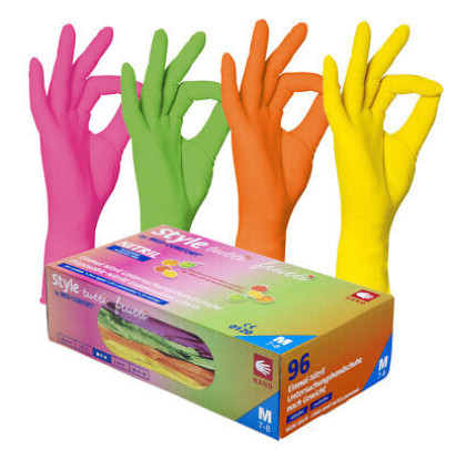 Nitrila cimdi bez pūdera, TuttiFrutti, krāsaini, L izmērs, 96gab.