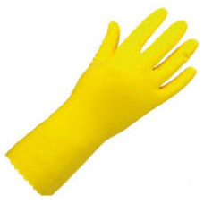 +Gumijas cimdi ar kokvilnu, "Multi Purpose", 30cm, dzeltenie, 400mik, (S), (pāris)