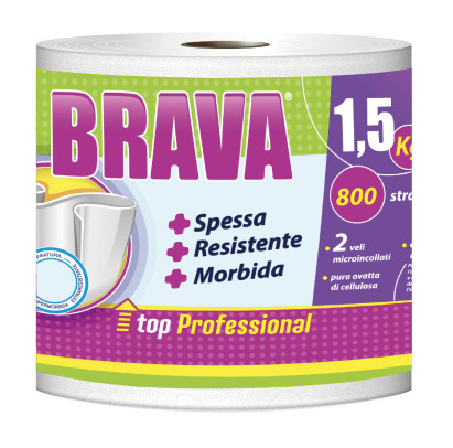 Virtuves dvielis rullis, BRAVA, celuloze, 2-kārt., 168 m,  800 lock., d.24.5x22.8cm, 21g/m