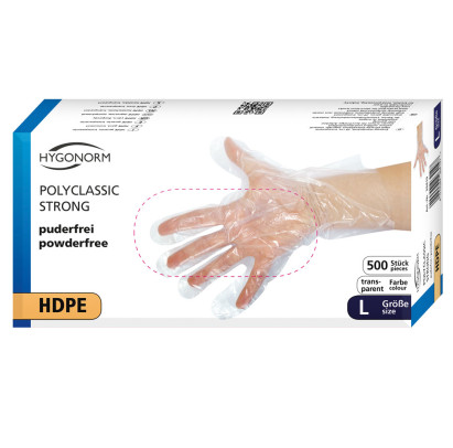 HDPE cimdi, caurspīdīgi, L izmērs, 500gab
