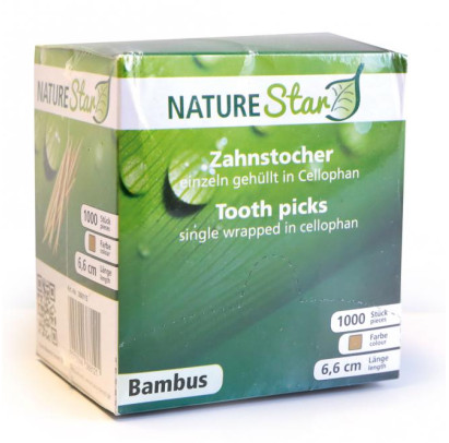 NATURE STAR bamboo toothpicks in cellophane pack, 1000 pcs