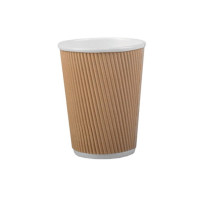 Papīra glāzes 3-slāņu, 360ml (12oz), Kraft, d.90mm, 25gab. (kastē 20 iep.)