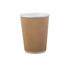 Papīra glāzes 3-slāņu, 360ml (12oz), Kraft, d.90mm, 25gab. (kastē 20 iep.)
