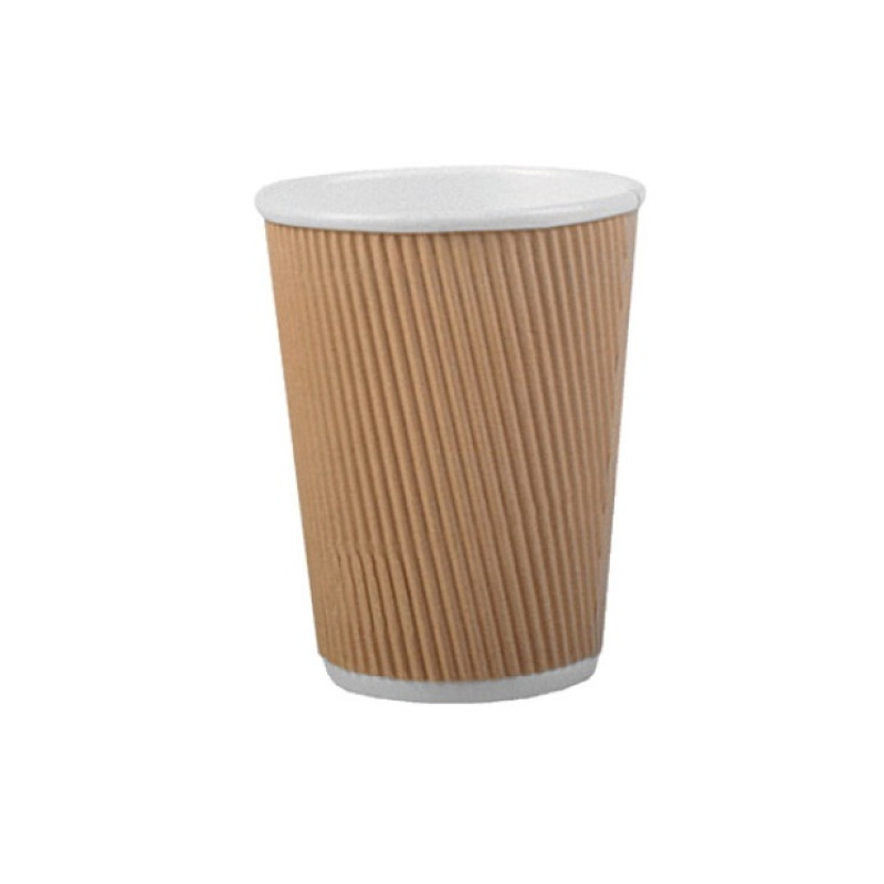 Papīra glāzes 3-slāņu, 360ml (12oz), Kraft, d.90mm, 25gab. (kastē 20 iep.)