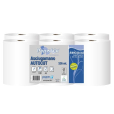 Roku dvielis Autocut,PAPERBLU, 2 slāņi,  celuloze, 230 m., d. - 19 cm, 16g/m2, 6gab/iep..