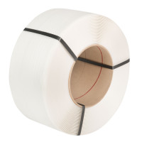 Spriegošanas lente, PP, 0,55 mm x12 mm x 3000 m, balta, serdes Ø 200 mm