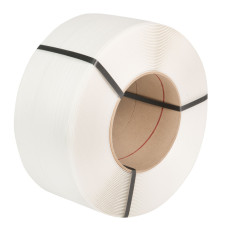 Spriegošanas lente, PP, 0,55 mm x12 mm x 3000 m, balta, serdes Ø 200 mm
