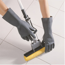 +Gumijas cimdi ar floku "NEO BLACK", 32cm, melni, (M), (pāris)