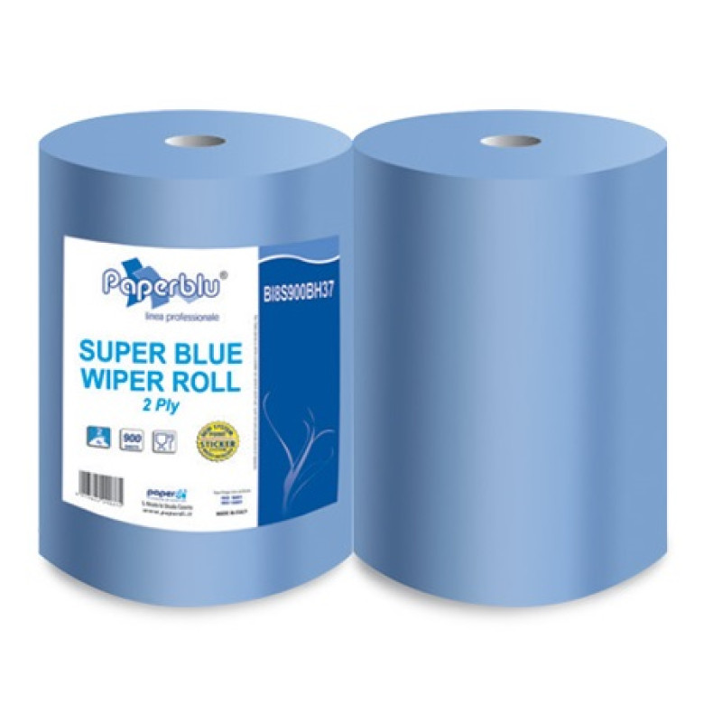 Industriālais papīrs, SUPER BLUE, zils, celuloza, 2 slāņi, d.- 29 cm, 340 m, 1000 lock., 3