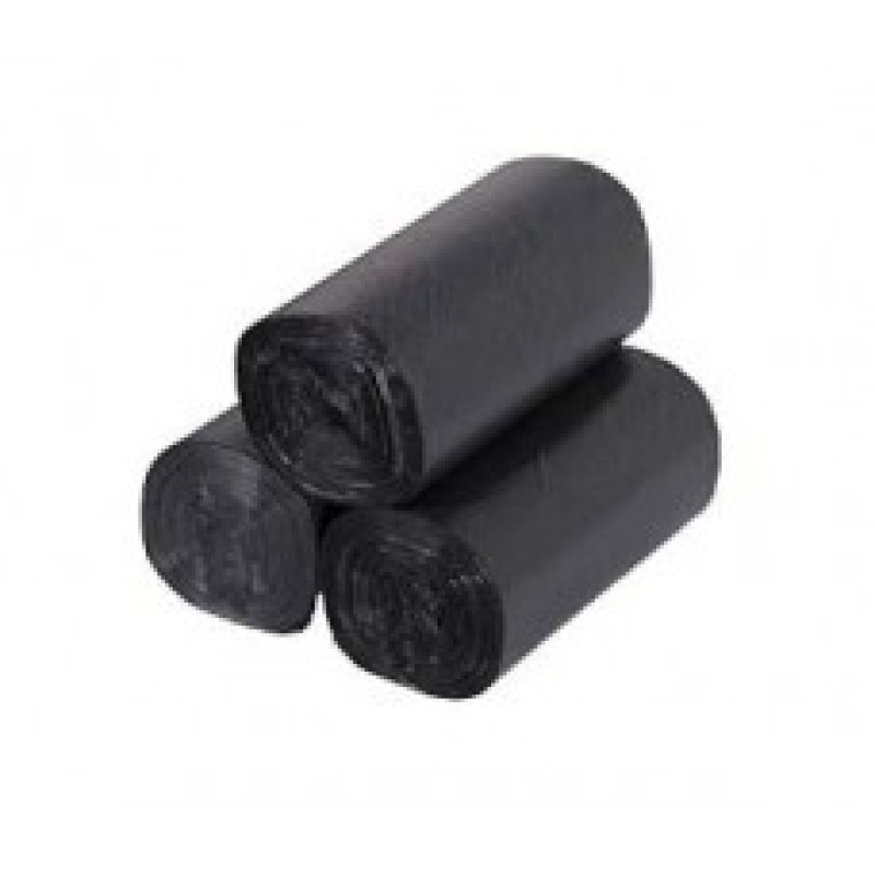 Atkritumu maisi 25L, 50x60cm, melni, 12mikr, HDPE, 20gab/rul