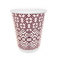 Papīra glāzes 2-sl. 240ml (8oz), "Tautas raksti 2", (25gab)((netto svars 0,3 kg)
