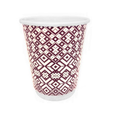 Papīra glāzes 2-sl. 240ml (8oz), "Tautas raksti 2", (25gab)((netto svars 0,3 kg)