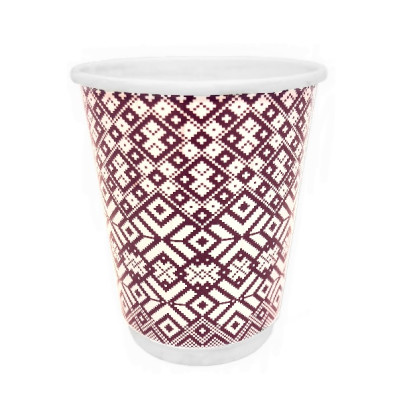Papīra glāzes 240 ml 8 oz 2 slāņu Tautas raksti 2, 25 gab