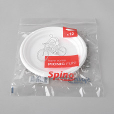 Spino plastmasas šķīvji ø17cm, balti, PS, iepakojumā 12gab.