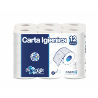 Tualetes papīrs PAPERBLU, 2-slāņu, 12ruļļi,165 loksnes/rullī, celuloze, 18m (L),9 cm (H),ø