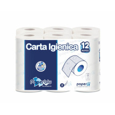 Tualetes papīrs PAPERBLU, 2-slāņu, 12ruļļi,165 loksnes/rullī, celuloze, 18m (L),9 cm (H),ø