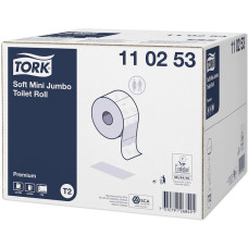 Tualetes papīrs Mini Jumbo Premium T2 TORK, 2-kārt,170m, 850lok, h-9.7cm, s.d.5.9cm (12gab