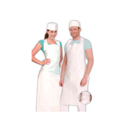Vienreizlietojamais priekšauts HYGOSTAR, 125x70cm, LDPE, 25my, balts, 100gab., (10iep/kast