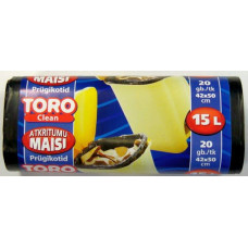 Atkritumu maisi 15L, 40x50cm, balti, 12mikr, LDPE, TORO, 20gab/rul