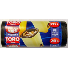 Atkritumu maisi 20L, 45x54cm, balti, 12mikr, LDPE, TORO, 20gab/rul.