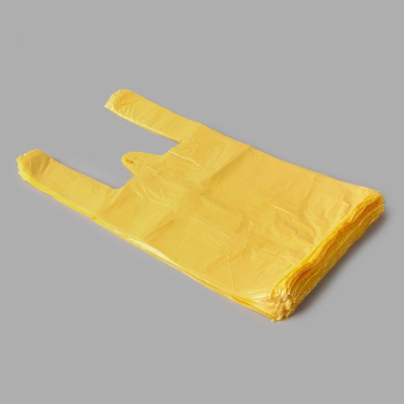 Maisiņi 25+12x45cm ar rokturiem, dzelteni, HDPE, iepakojumā 100gab