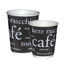 Glāzes papīra  3-slāņu, 360ml, melnas ar rakstu., ø 9cm, (25gab),kastē 20 iep.