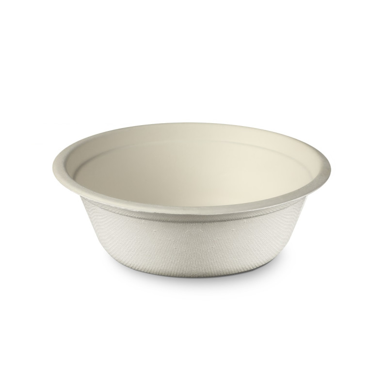 Šķīvji zupai 16oz/480ml, balti, cukurniedru, 15.5x5.4cm, 50gab/iep., (12 iep/kastē)