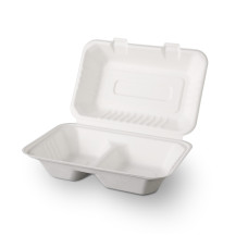 Kompostējamā cukurniedru kārba ar vāku 2-dal.  23x15.5x8.1cm (125gab/iep)