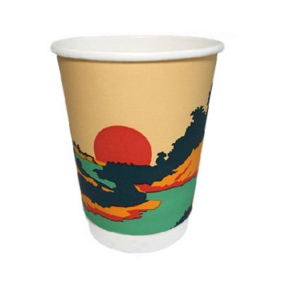 Papīra glāzes 360 ml 12 oz diametrs 90 mm 2 slāņu GAUJA, 25 gab