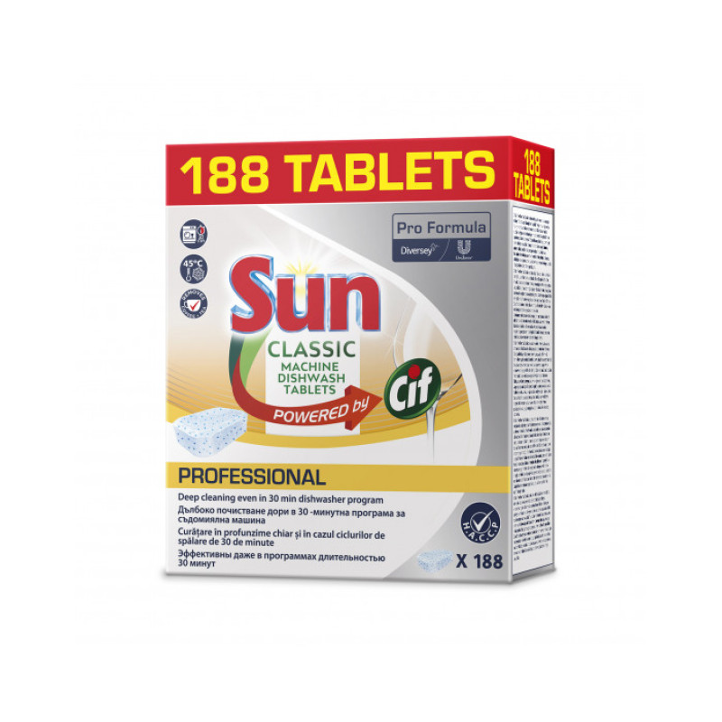 SUN ProFormula Dishwasher Tabs ClassicTrauku mazgājamo mašīnu tabletes (188 gab.)