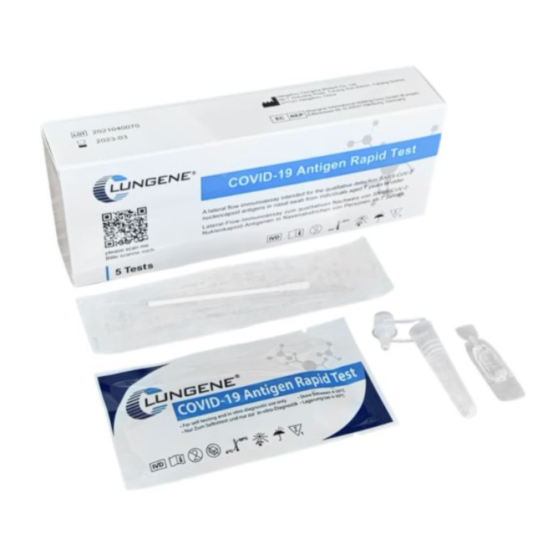 COVID-19 antigēna ātrais tests LUNGENE, komplekts, 5 gab.