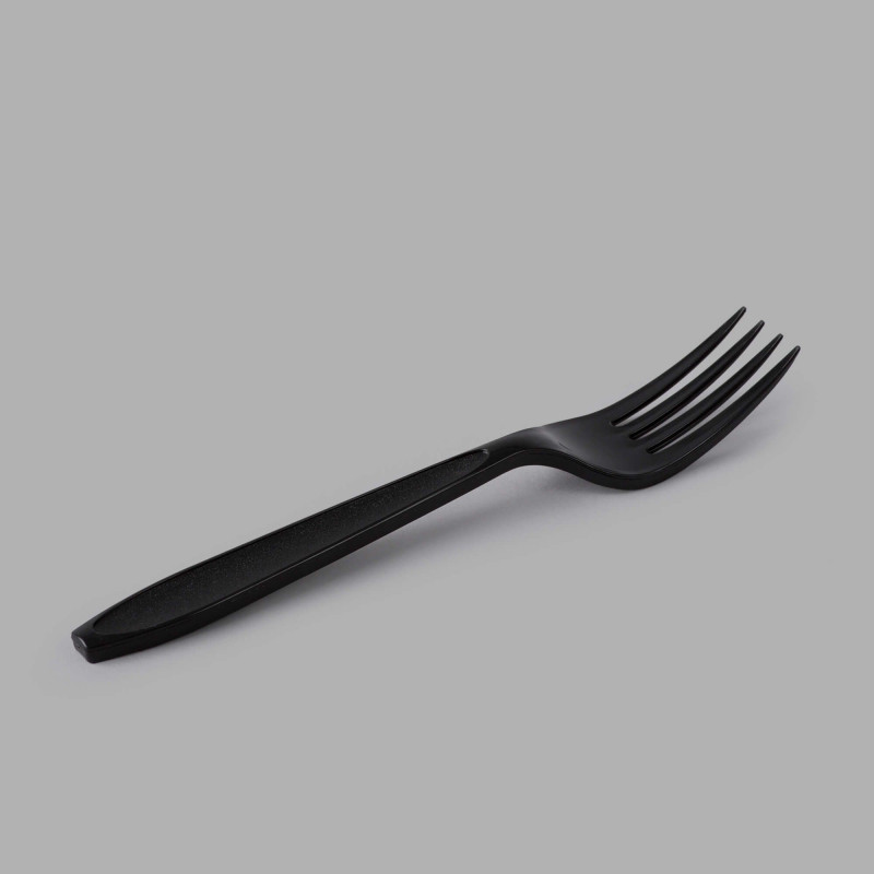 Dakšiņas, plastmasas, melnas, daudzreizlietojamas, PS, 18cm, 50.gab., (40iep/kastē)