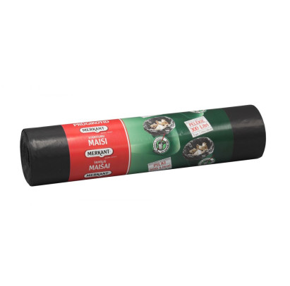 Atkritumu maisi 300L, 110x130cm, pelēki, 45mikr, LDPE, MERKANT, 5gab/rul, 8rul/kastē